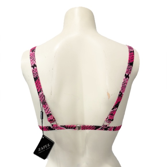 Zaful Triangle Bikini Top Pink Snake Skin Women’s 6 Adjustable Strap NWT - Picture 4 of 5